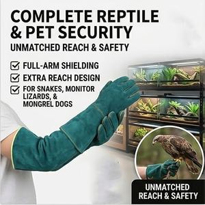 Guantes protectores de lujo de material PU reforzados antimordeduras de seguridad para manejo de serpientes y reptiles - Product Image 1
