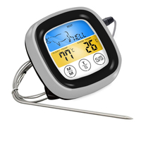 Termometer Layar Sentuh Digital untuk Memasak, Pemindai Suhu BBQ Barbekyu Stainless Steel, Makanan Dapur Layar Sentuh