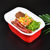 Boîte à lunch jetable auto-chauffante en plastique PP gaufré pour la restauration rapide à emporter : hamburgers, nouilles, sandwichs, sushis, gelées, pommes de terre
