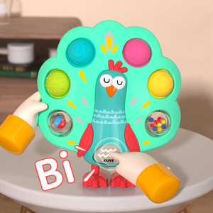 Jouet d'exploration sensorielle en forme de paon mignon pour enfant en bas âge Pop Bubble Eco-friend Finger Training Sound Baby Toy pour bébé de 6 mois - Product Image 2