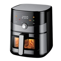 Freidora de Aire Inteligente de Acero Inoxidable de 6L, Fácil de Limpiar, con Ventana Visible, Multifuncional, Sin Aceite, Saludable para el Hogar