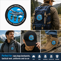 Patch PVC 3D personnalisé en relief pour Husky de dessin animé avec parachute, en caoutchouc imperméable et velcro amovible pour sacs, chapeaux et vêtements