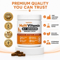 Waylemo Multivitamines à mâcher pour chiens et chats avec glucosamine, oméga 3 et probiotiques pour la santé des articulations et le soutien immunitaire quotidien