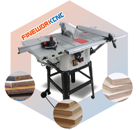 Scie à table pliante FINEWORKCNC 255 mm 2000 W pour le travail du bois, la découpe du bois/de l'aluminium/de la plastique PVC