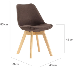 Chaise de salle à manger en lin nordique en gros avec dossier incurvé en forme de tulipe et pieds coniques en bois massif pour la maison et les restaurants - Product Image 5