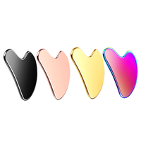 Argent Or Rose Or Gua Sha En Acier Inoxydable Outil Facial Visage Massage Grattoir Métal Guasha pour Levage