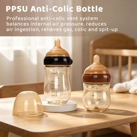 Biberon PPSU pour bébé, 160 ml (5 oz), col large, anti-colique, tétine en silicone ressemblant à un sein, nouveau-né, sans BPA, vente chaude