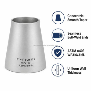 Reductor Concéntrico de Acero Duplex 2205, Soldadura a Tope, Resistente a Cloruros (SCC), Resistente a Productos Químicos Clor-Alcalinos, ASME B16.9, ASTM A815, UNS S32205 - Product Image 2