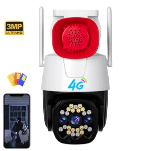 كاميرا مراقبة لاسلكية 360 درجة Ip مزودة ببطاقة Sim كاميرا V380pro 10x للأمن كاميرات Cctv للأماكن الخارجية مزودة بخاصية WiFi كاميرا Ptz 3mp 4g 3g H.265