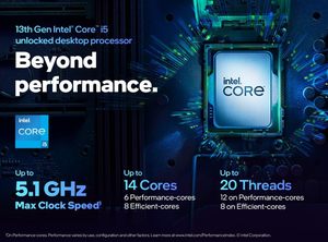 สำหรับโปรเซสเซอร์เซิร์ฟเวอร์ Core I5-13600KF 6 คอร์ (6 P-คอร์ + 8 E-คอร์) เทคโนโลยี Virtualization 24MB โปรเซสเซอร์ Core I5 - Product Image 2