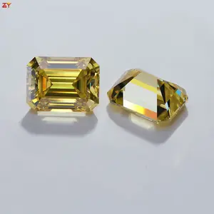 Zhengyong 보석 중국 공장 도매 캐럿 가격 다른 크기 에메랄드 컷 옐로우 컬러 Moissanite 다이아몬드