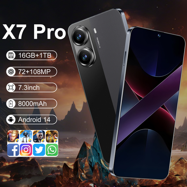 X7 Pro Smartphone 16GB+512GB 5G LTE Dual Sim Dual Standby Android 8000mAh 2K Screen Octa Core 108MP French 65W