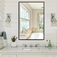 Miroir avec cadre en aluminium brossé noir de forme retangluar en gros avec cintres
