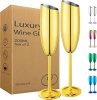 Verre à vin en acier inoxydable réutilisable et écologique, bord biseauté, 200 ml, lot de 2, pour mariage et restaurant (vente en gros)