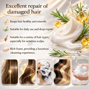 Shampoo à la kératine hydrolysée à la rosemaine 200ml, shampooing réparateur nettoyant en profondeur, emballage neutre - Product Image 4