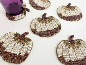 Cadeau d'Halloween Tasse de citrouille perlée faite à la main Tapis de table en perles Dessous de verre Conception personnalisée - Product Image 4