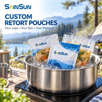 Sachet de cuisson sous pression OEM Premium transparent et sûr, résistant aux hautes températures, pour repas prêts à consommer (carotte, poulet, pomme de terre), 200g 250g, scellé sur trois côtés