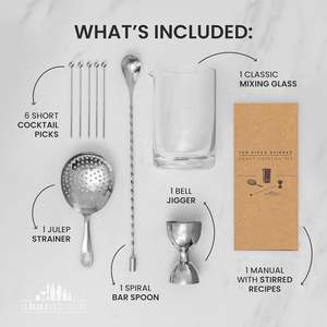 Juego de vidrio para mezclar cócteles de metal de 10 piezas Premium, Kit de barra portátil para el hogar para Martinis Manhattans y cócteles clásicos - Product Image 3