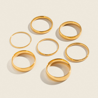 Bagues simples et lisses X&L Jewelry, plusieurs tailles, plaquées or 18 carats, en acier inoxydable résistant à l'eau, pour femmes
