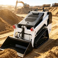 Capacité de réservoir de carburant multiple pour des cycles de travail prolongés. Cette nouvelle mini-chargeuse compacte prend en charge les modes de déplacement en option sur chenilles ou sur roues.