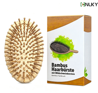 Brosse à cheveux ovale en bambou naturel avec logo personnalisé, coussin d'air, picots en bois ronds, massage du cuir chevelu, antistatique, pour la maison et les voyages