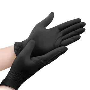 Guantes de mano de nitrilo desechables, sin polvo, negros, para examen de seguridad Industrial, superventas
