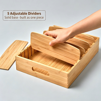 Organisateur de placard de cuisine en bois pour couvercles de contenants alimentaires, avec séparateurs réglables, tiroir de rangement en bambou
