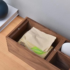 Creative Black Walnut Wood Tissue Box, Multi-purpose Pen <b>Holder</b>, Household Living Room Tissue Box, Desktop Remote <b>Control</b> - Product Image 2