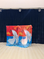 Nouveau drapeau de louange en mousseline de polyester écologique imprimé, motif colombe sexy, pour la danse, la paix, écharpe blanche créative, usage domestique, fête costumée