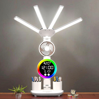 Lampe de table de lecture professionnelle à éclairage LED intelligent moderne rechargeable, soin des yeux, quad, ventilateur, alimentation par batterie