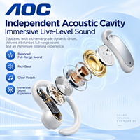 Écouteurs sans fil AOC OEM à oreille ouverte Bluetooth 6.0 avec crochet d'oreille, longue autonomie, son stéréo, fournisseur d'écouteurs personnalisés