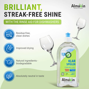 AlmaWin Custom 2 Rinse Aid 500ml Ecológico para Lavavajillas, para Platos Libres de Cal, Compatible con Todos los Lavavajillas - Product Image 3