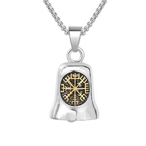 Colgante de brújula vikinga de acero inoxidable, campana de motero, hacha, estrella del norte, runas, escudo triangular, colgantes de collar, joyería - Product Image 4