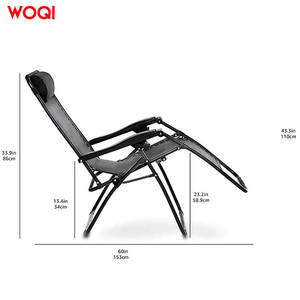 Chaise de camping pliable Woqi, structure en acier, hauteur réglable, chaise de jardin noire L112xH92xW50cm - Product Image 5