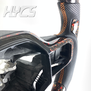 Accessoires de voiture, mise à niveau sportive, volant en fibre de carbone forgée pour <span class=keywords><strong>Ford</strong></span> <span class=keywords><strong>Raptor</strong></span> F150 <span class=keywords><strong>2021</strong></span> à 2025 avec cuir perforé - Product Image 5