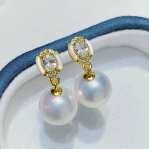 WENCHI DIY Accesorios de Perlas 10877 Plata S925 Base Vacía para Pendientes de Plata de Moda con Perlas Redondas de 9-13mm - Product Image 4