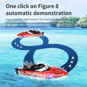 Bateau RC HJ811 2.4G 4CH étanche, bateau de course électrique haute vitesse 25 km/h avec lumière LED, jouets pour lacs et piscines en plein air - Product Image 3