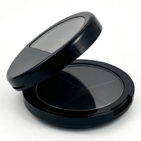 Boîte compacte ronde en plastique noir pour cosmétiques OEM, palette de fards à paupières creuse, avec conception d'étiquette privée personnalisée