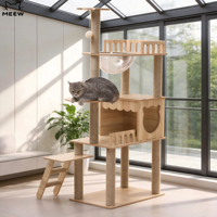 Arbre à chat en bois de luxe, capsule spatiale transparente, maison pour chat, condo fermé, plateformes multiples, structure de saut, pour plusieurs chats et chiens