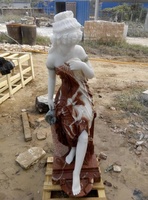 Fontaine d'eau Ganesh en marbre naturel sculpté à la main pour jardin extérieur, surface polie, écologique et facile à installer