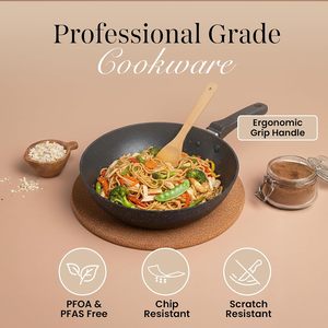 Wok de Cerámica Antiadherente de 28 cm con Tapa de Vidrio, Asas Desmontables de Baquelita, Capacidad de 4-7 L, Apto para Lavavajillas, para Cocina de Gas e Inducción - Product Image 6
