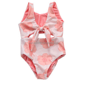 Costumi da bagno interi per bambine e neonate, stile boutique, con stampa floreale hawaiana, senza maniche, reversibili, eleganti <span class=keywords><strong>bikini</strong></span> per bambine. - Product Image 4