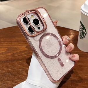 เคสใสกันกระแทกแบบแม่เหล็กพร้อมกลิตเตอร์สำหรับ iPhone 15 16 14 13 12 11  พร้อมที่พับเก็บกล้อง - Product Image 5