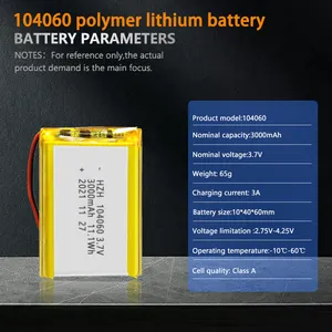 Bersertifikat KC 104060 Li Po 3000mAh 11.1Wh untuk GPS locator 3.7V polimer isi ulang baterai lithium-ion 104060