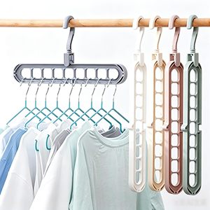 Estante de Almacenamiento Multifuncional de Plástico con Nueve Orificios, Percha Mágica Plegable para Ropa - Product Image 1