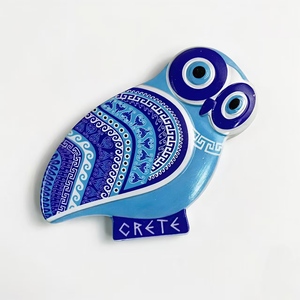 Aimant de réfrigérateur personnalisé en résine 3D, motif hibou, souvenir de <span class=keywords><strong>Crète</strong></span> grecque, motif traditionnel, œil protecteur Nazar Boncuk, autocollant de table et de réfrigérateur - Product Image 1