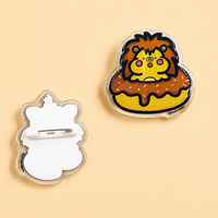 Broche en acrylique personnalisée en usine, motif animal de dessin animé mignon, pour vêtements, sacs à dos, papeterie, cadeaux et accessoires