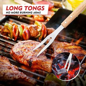 BBQ Grills Accessories Set 3pcs Stainless Steel BBQ Grill Tool Set with Spatula ,BBQ Tongs &Fork - Product Image 2
