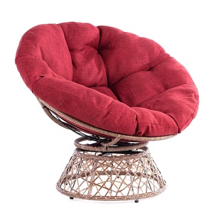 Sillas modernas para exteriores, Sala <span class=keywords><strong>de</strong></span> Lectura, dormitorio, sillas giratorias, sillón ergonómico <span class=keywords><strong>de</strong></span> mimbre Papasan con cojín marrón, Base marrón - Product Image 5