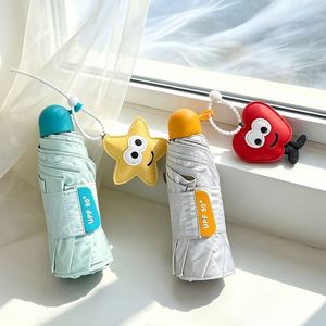 Paraguas Plegable Creativo de 5 Secciones con Mango de Bloques de Color, Lindo Paraguas de Mujer con Protección Solar UV, Compacto y Portátil, Disponible para Dropshipping - Product Image 2